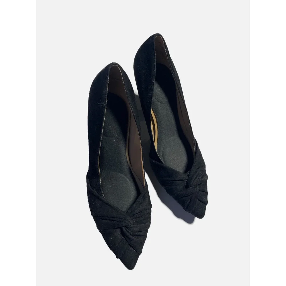 Naturalizer Margret Pumps Women 9 Black Suede Knot Pointed Toe Kitten Heel Offic